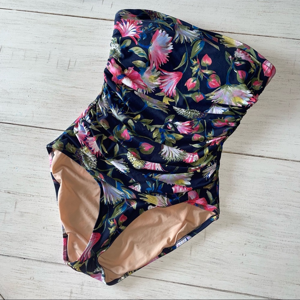 J. Crew Swimsuit One Piece Floral With Coverup Size 8 / Medium